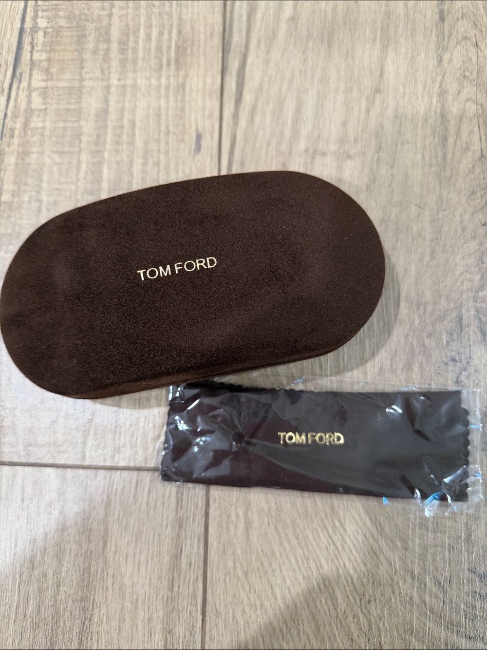 Tom Ford Dark Brown Suede Eyewear Case with Branded Microfiber Cloth
